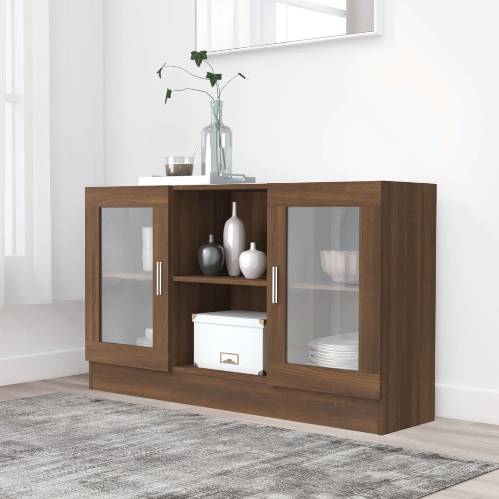 vidaXL Vitrine Cabinet Brown Oak 47.2"x12"x27.6" Engineered Wood