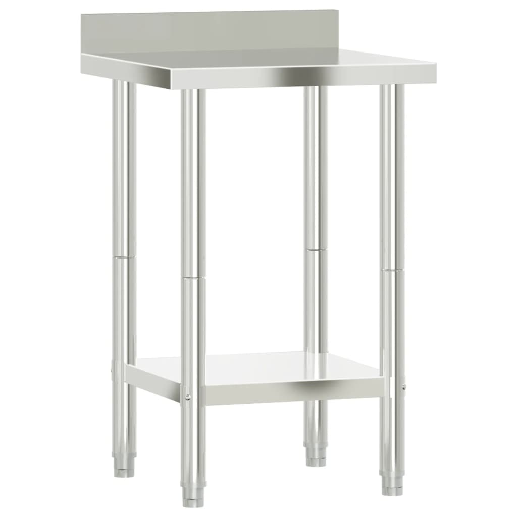 vidaXL Kitchen Work Table with Backsplash 21.7"x21.7"x36.6" Stainless Steel | vidaXL.com