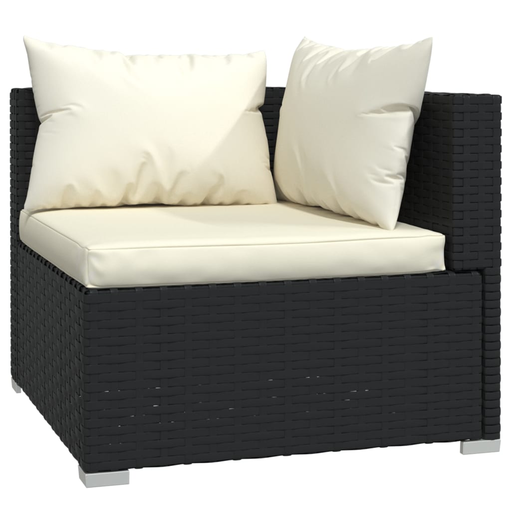 vidaXL 5 Piece Garden Lounge Set with Cushions Poly Rattan Black