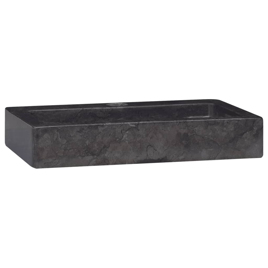 vidaXL Wall-mounted Sink Black 15"x9.4"x2.6" Marble