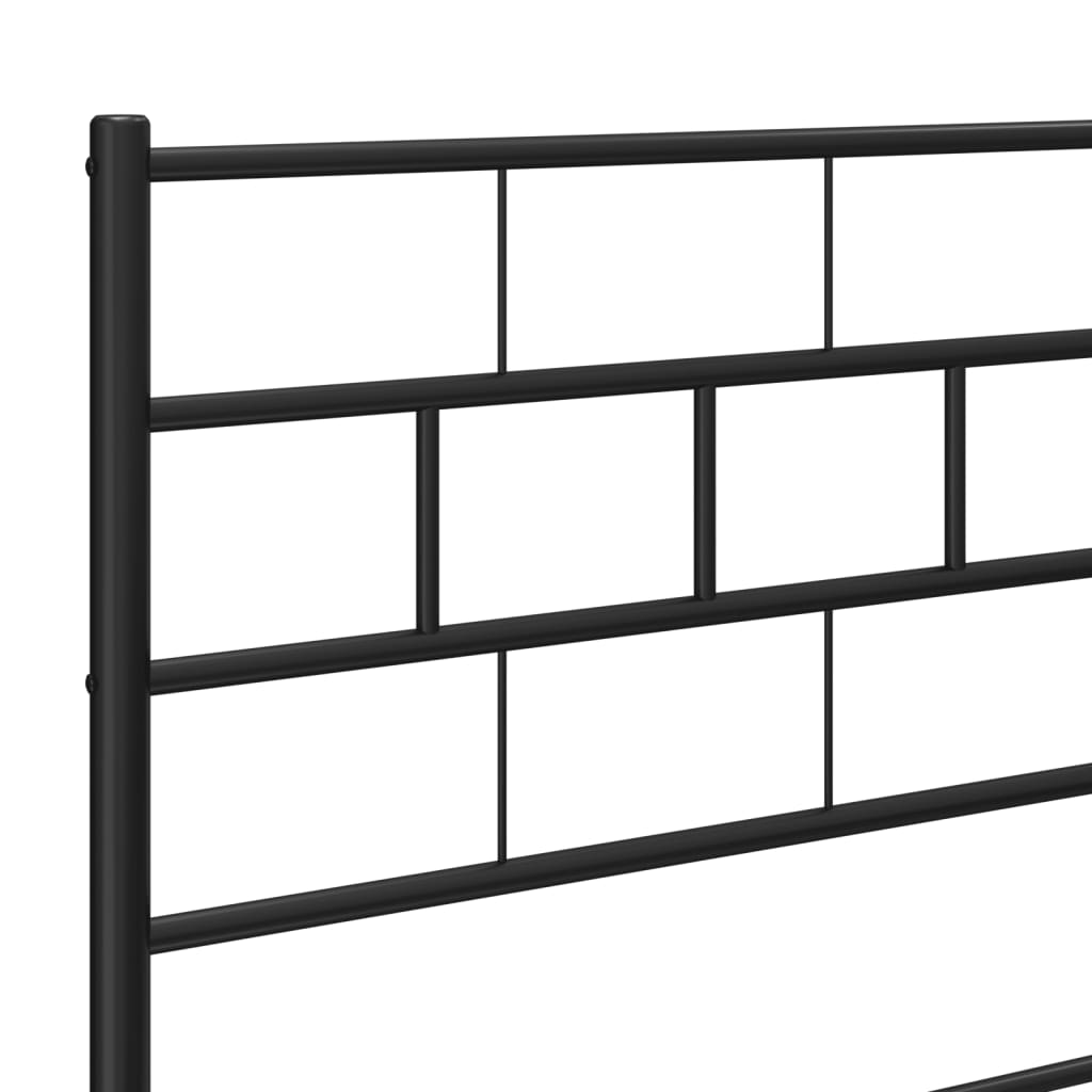 vidaXL Metal Bed Frame with Headboard and Footboard Black 59.1"x78.7"