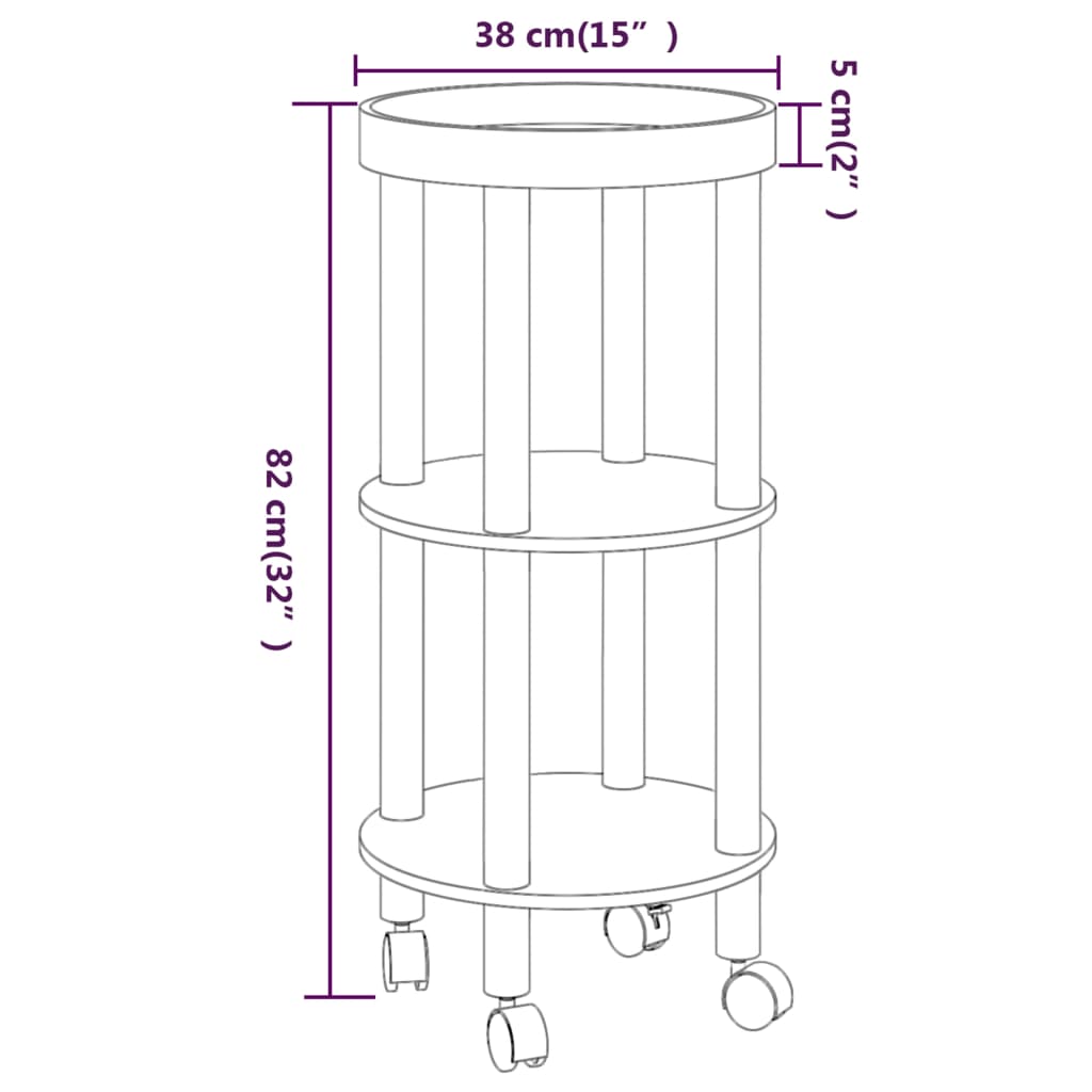 vidaXL 3-tier Trolley White 15"x15"x32.3" Engineered Wood&Solid Wood Pine