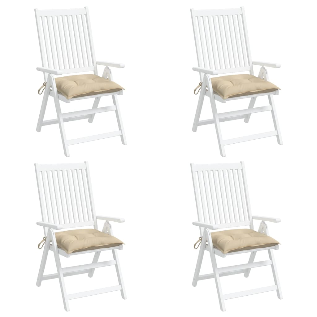 vidaXL Chair Cushions 4 pcs Beige 15.7"x15.7"x2.8" Fabric