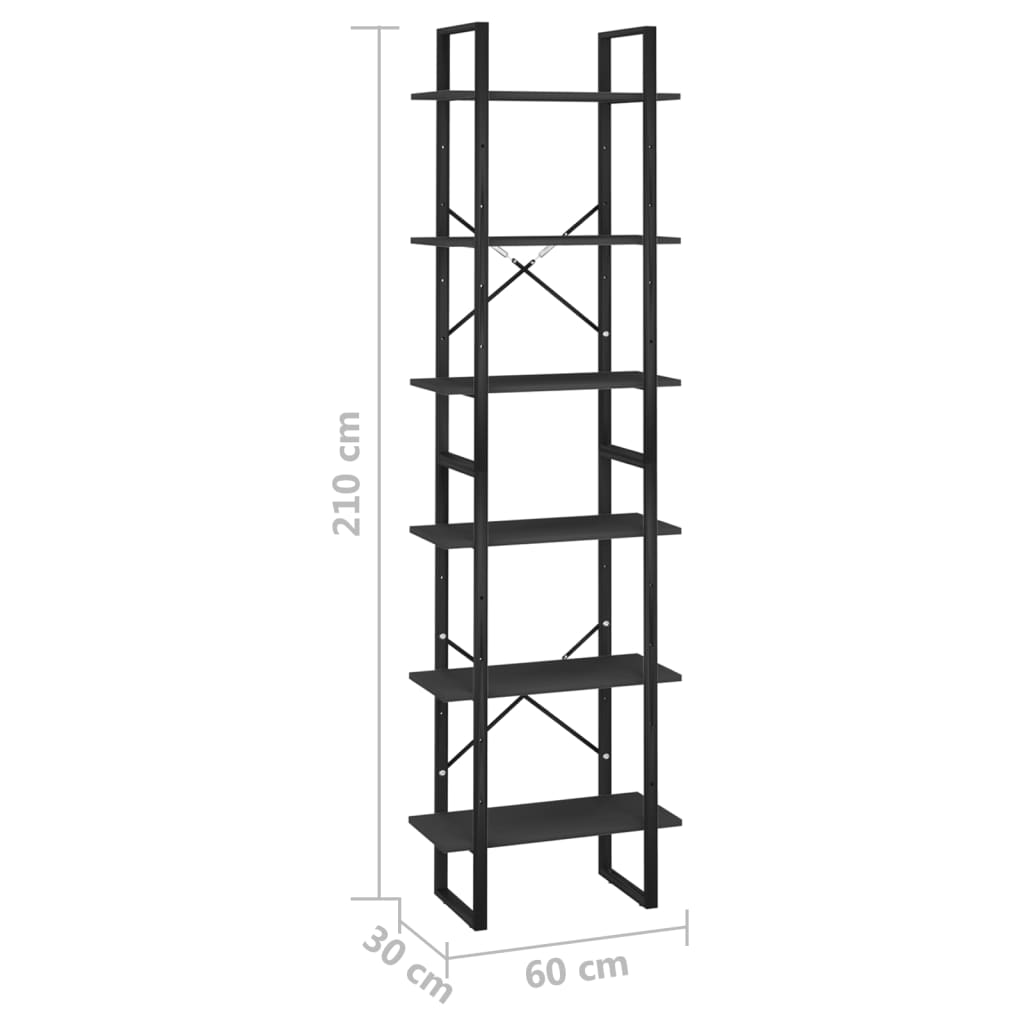 vidaXL Storage Shelf Black 23.6"x11.8"x82.7" Engineered Wood