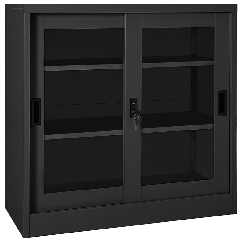 vidaXL Sliding Door Cabinet with Planter Box Anthracite Steel