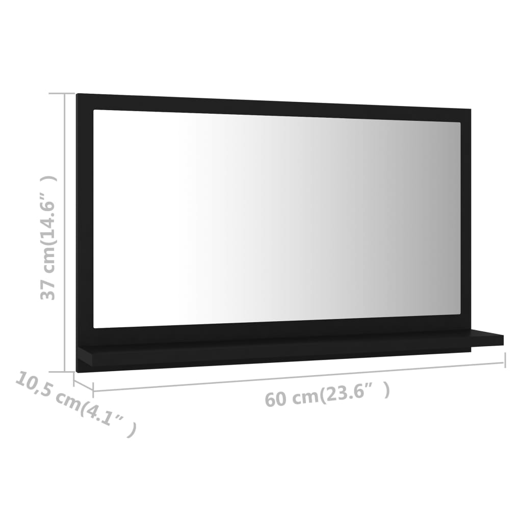 vidaXL Bathroom Mirror Black 23.6"x4.1"x14.6" Chipboard