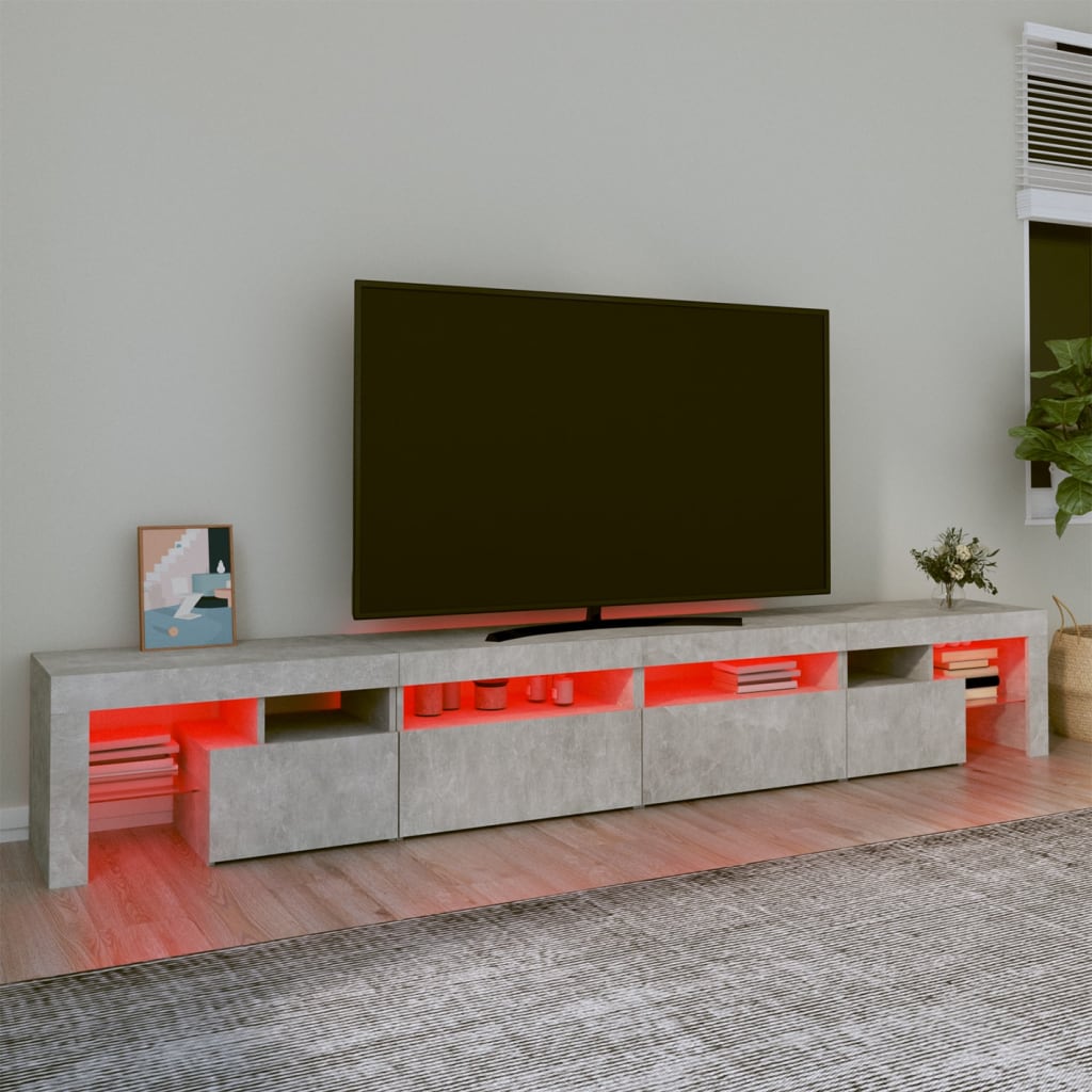 vidaXL TV Stand with LED Lights Concrete Gray 102.4"x14.4"x15.7"