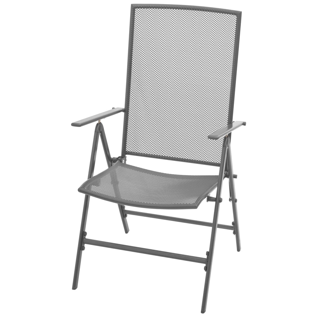 vidaXL Stackable Patio Chairs 2 pcs Steel Gray