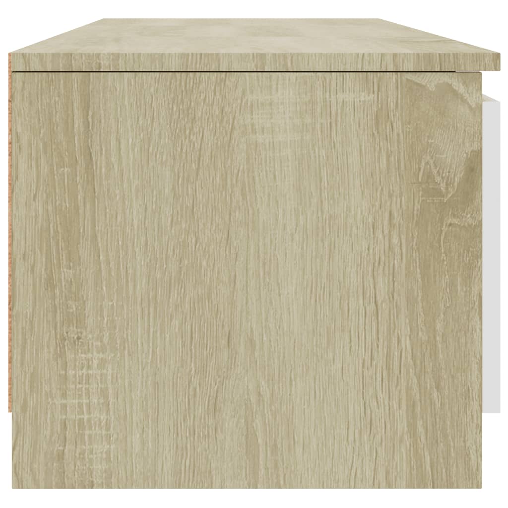 vidaXL TV Stand White and Sonoma Oak 55.1"x15.7"x14" Engineered Wood
