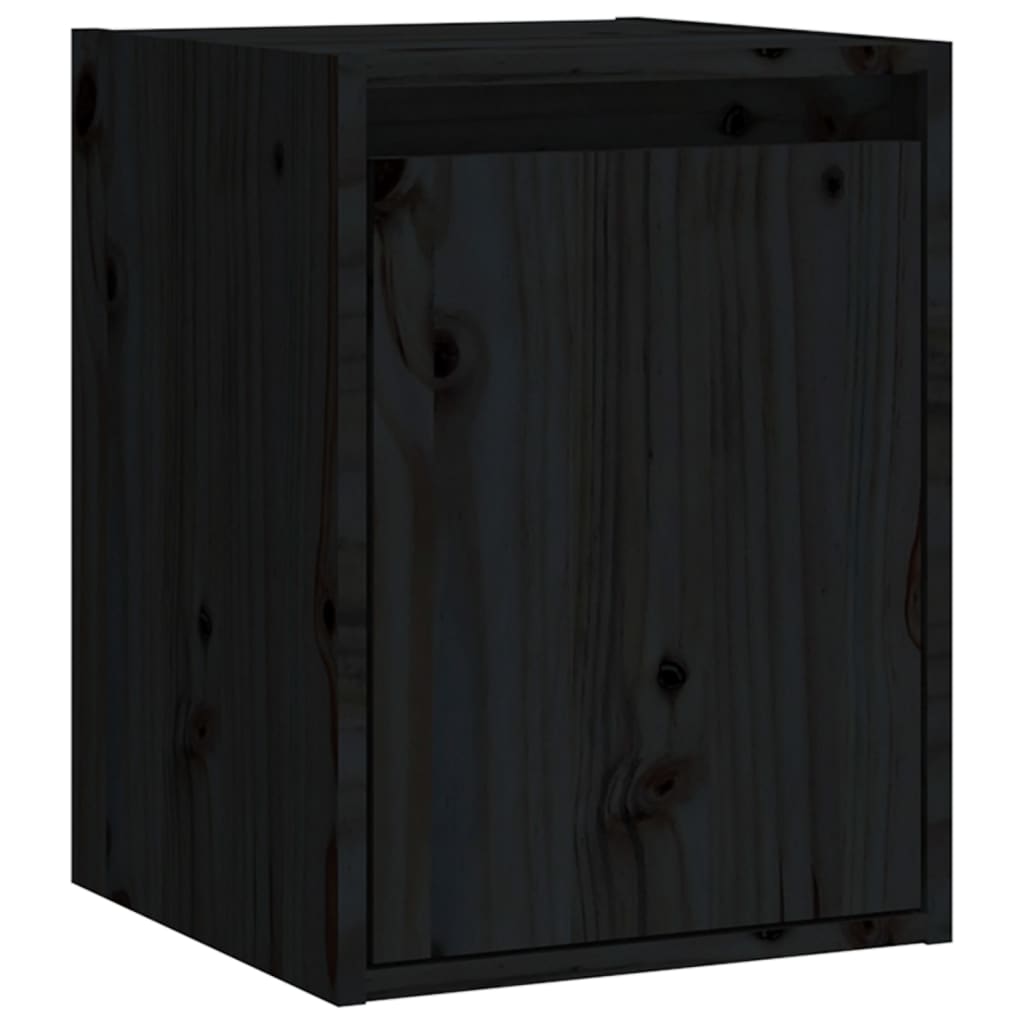 vidaXL Wall Cabinets 2pcs Black 11.8"x11.8"x15.7" Solid Wood Pine
