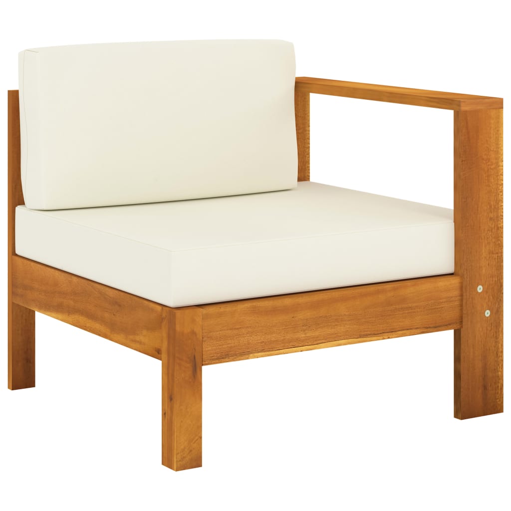 vidaXL 3-Seater Patio Sofa with Cream White Cushions Solid Acacia Wood