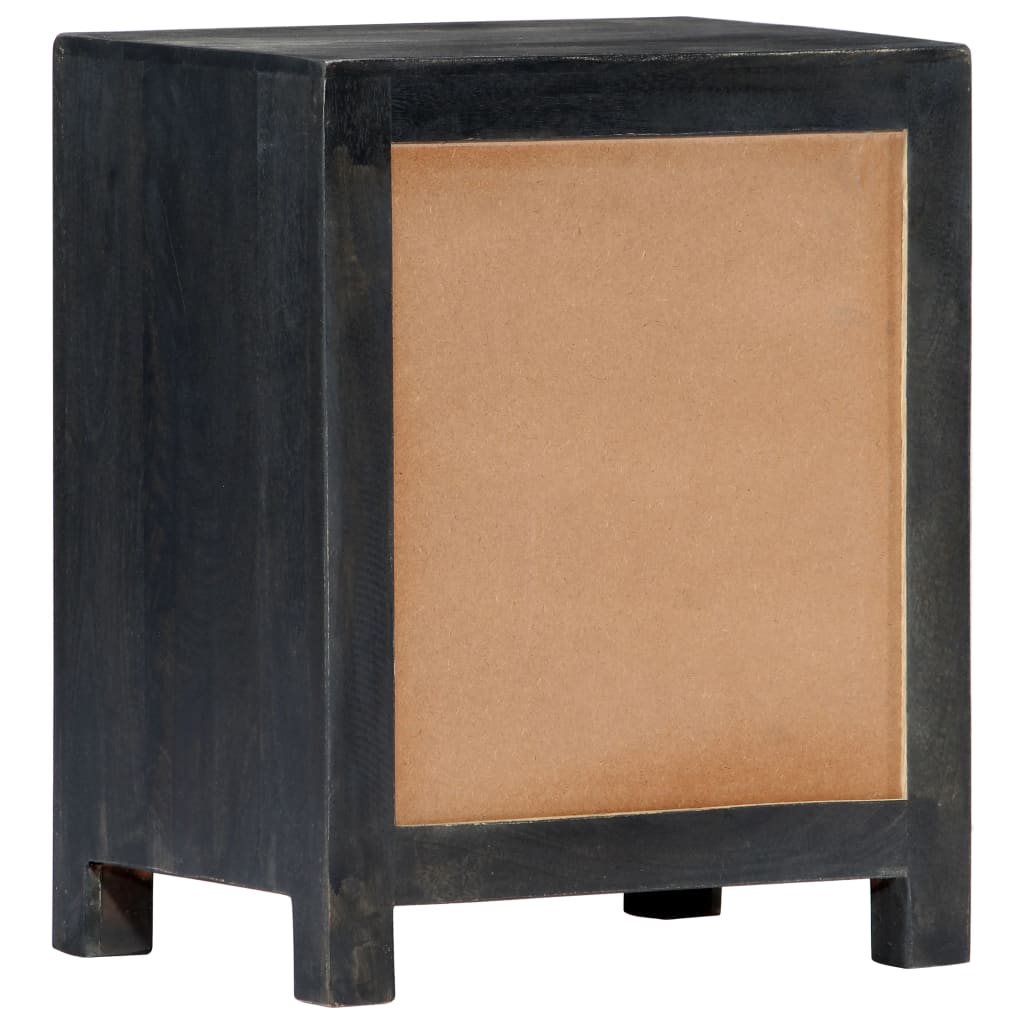vidaXL Hand Carved Bedside Cabinet Gray 15.8"x11.8"x19.7" Solid Mango Wood