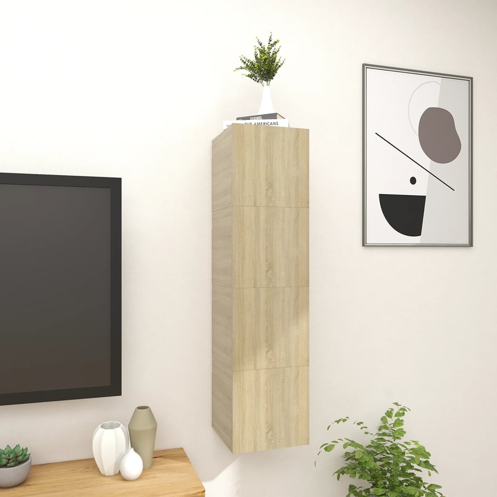 vidaXL Wall Mounted TV Cabinets 4 pcs Sonoma Oak 12"x11.8"x11.8"