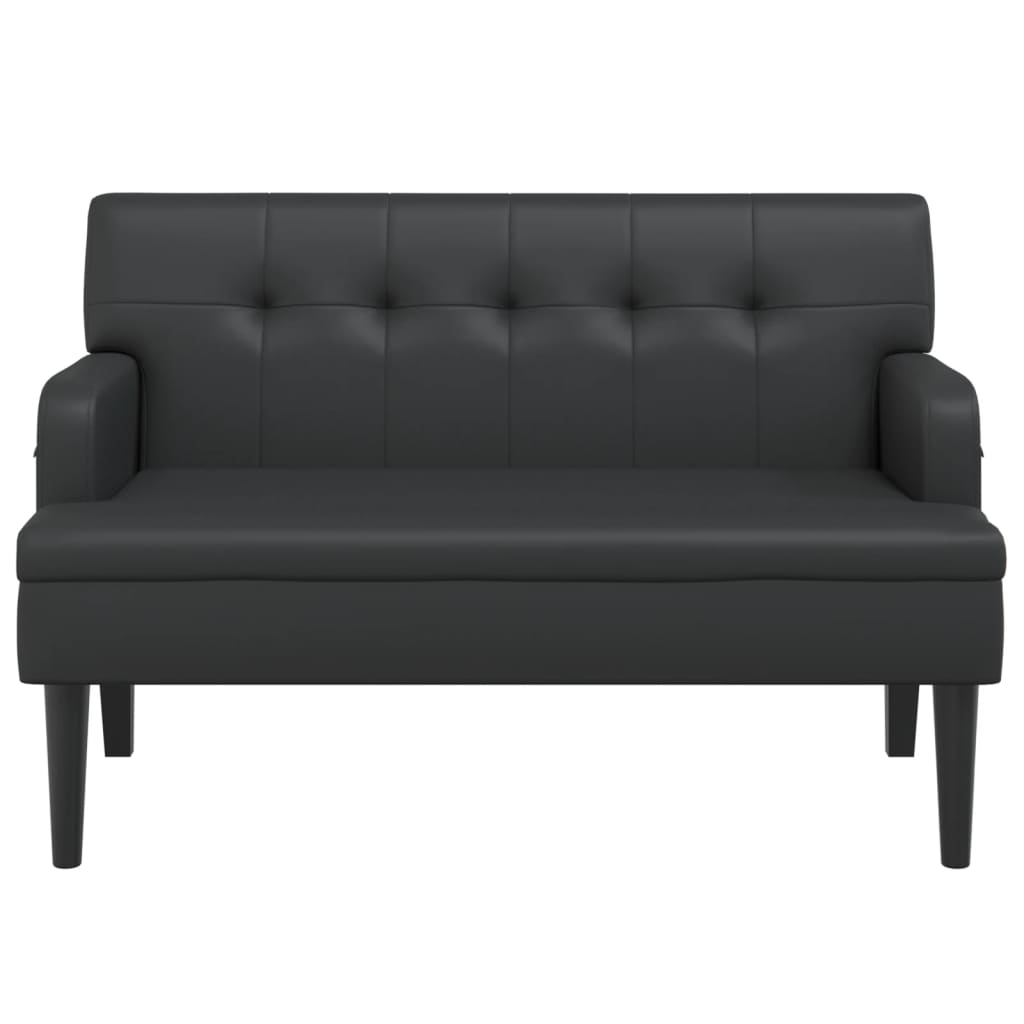 vidaXL Bench with Backrest Black 44.1"x25.8"x29.5" Faux Leather