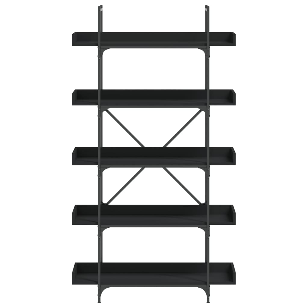 vidaXL Bookcase 5-Tier Black 39.4"x13"x71.1" Engineered Wood
