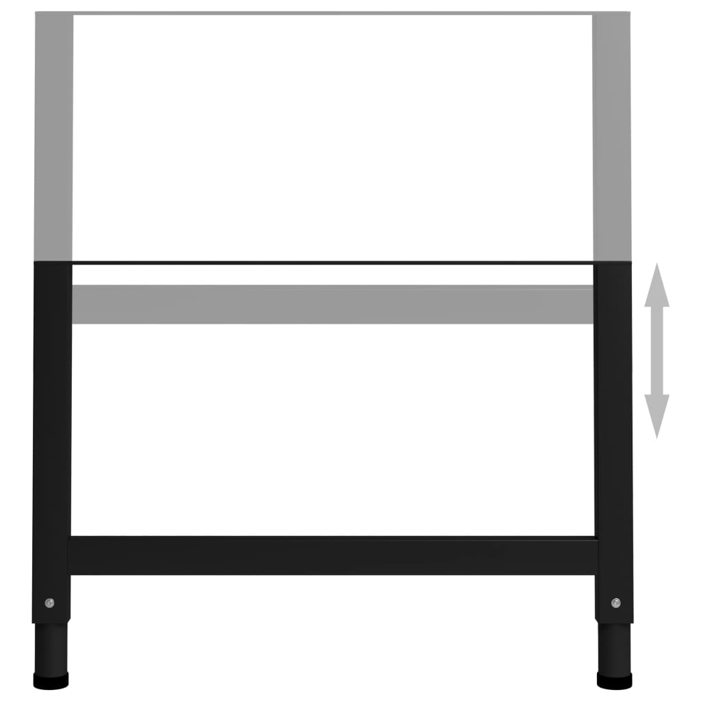 vidaXL Adjustable Work Bench Frames 2 pcs Metal 33.5"x(27.2"-37.6") Black