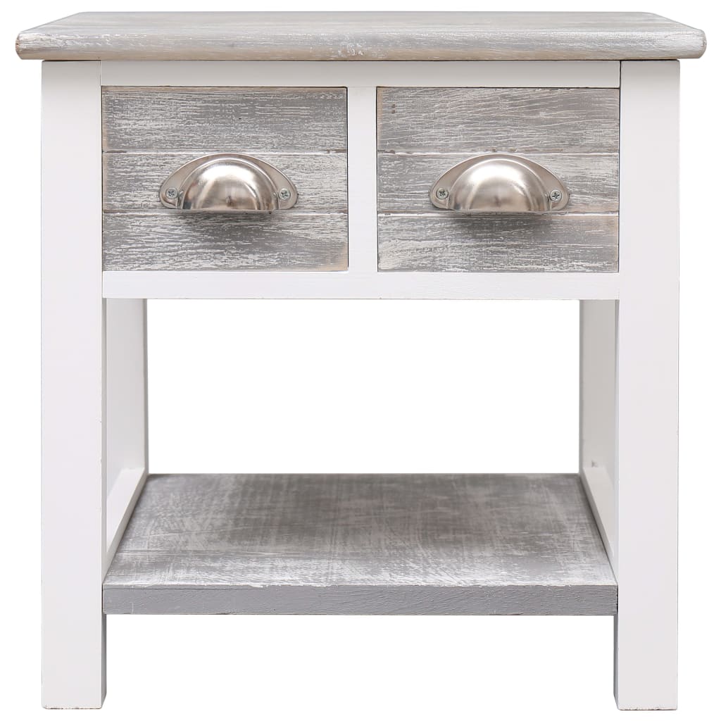 vidaXL Side Table Gray 15.7"x15.7"x15.7" Paulownia Wood