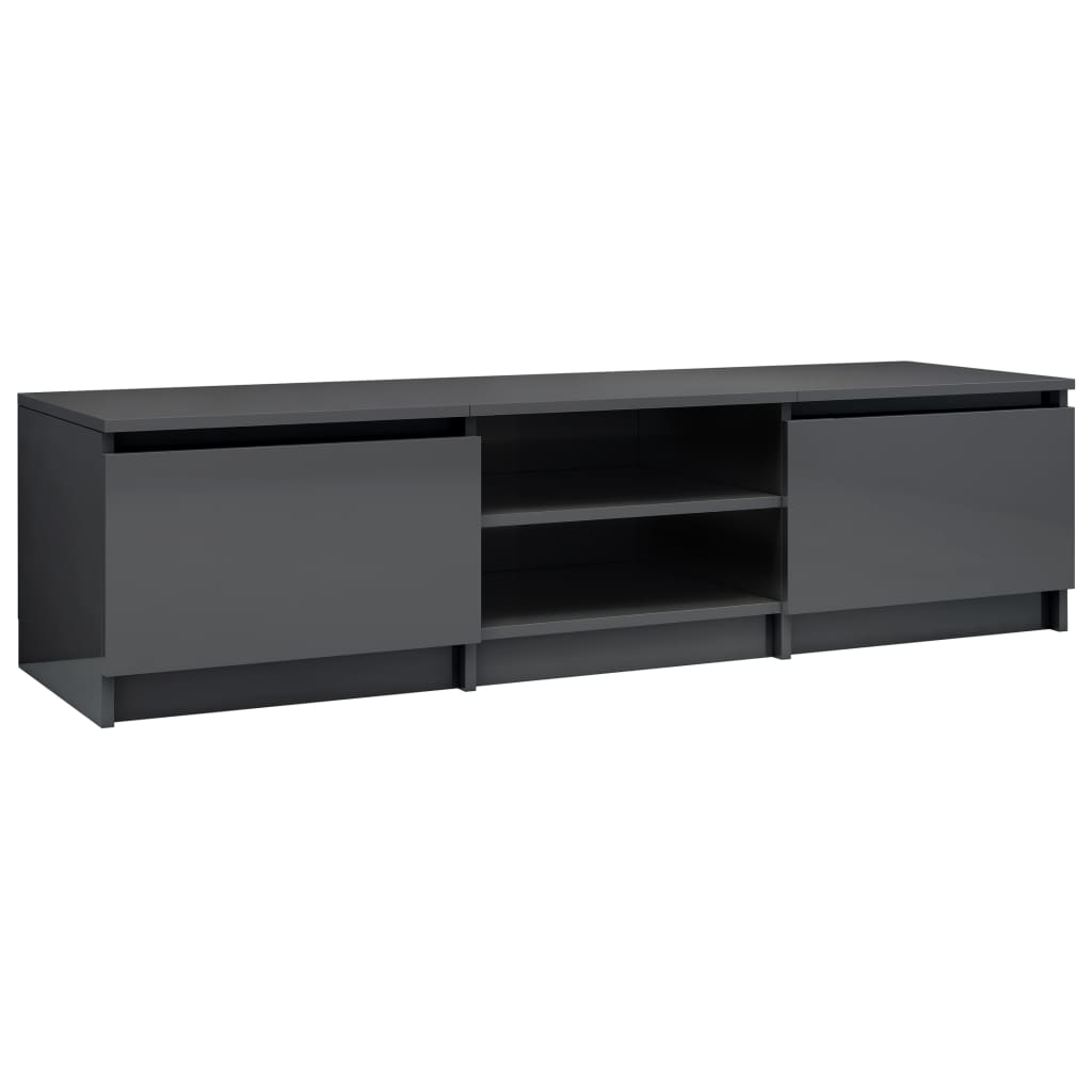 vidaXL TV Cabinet High Gloss Gray 55.1"x15.7"x14" Engineered Wood