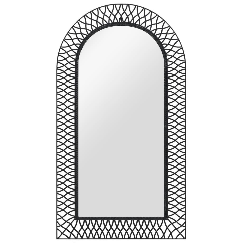 vidaXL Garden Wall Mirror Arched 23.6"x43.3" Black