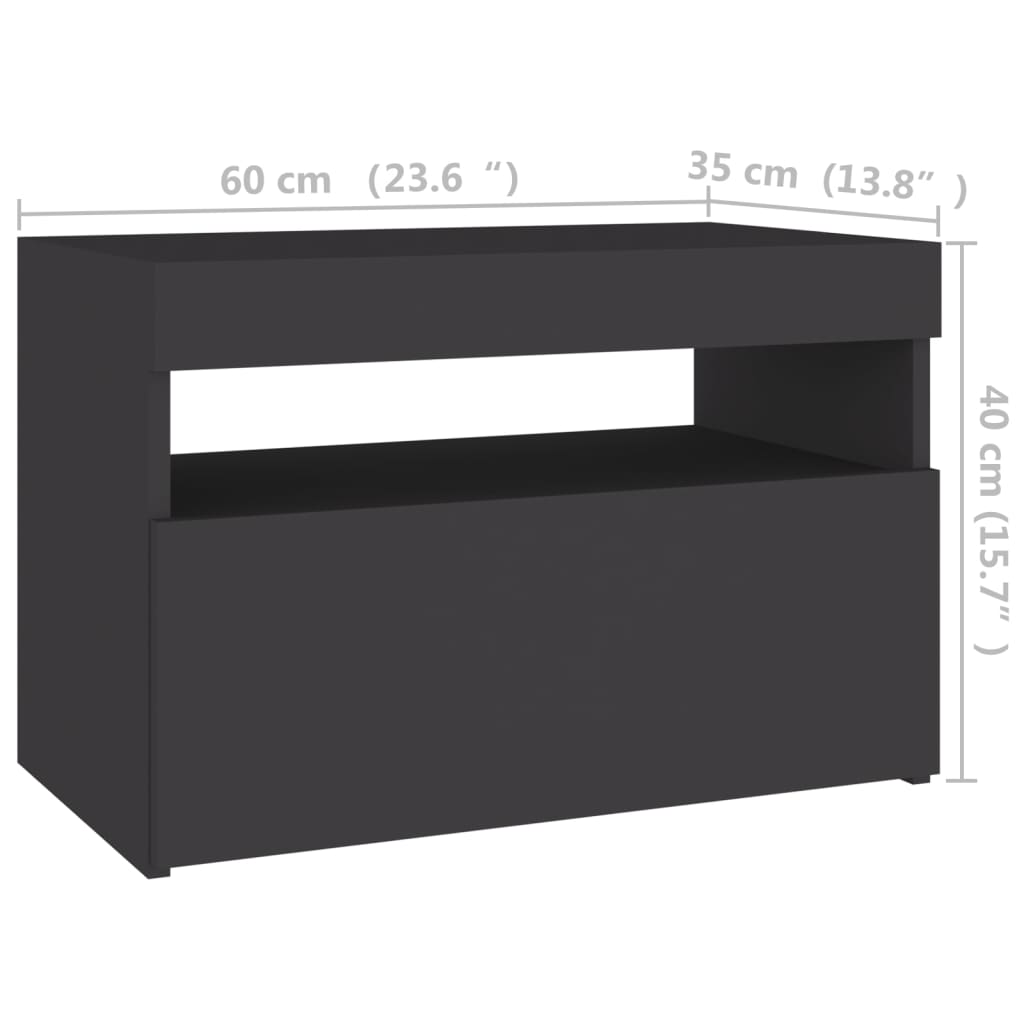 vidaXL TV Cabinet with LED Lights Gray 23.6"x13.8"x15.7"