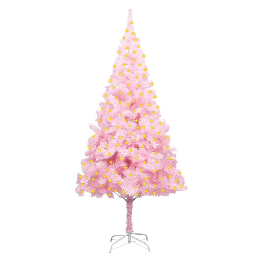 vidaXL Artificial Pre-lit Christmas Tree with Stand Pink 82.7" PVC