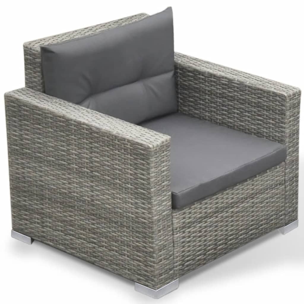 vidaXL 6 Piece Patio Lounge Set with Cushions Poly Rattan Gray