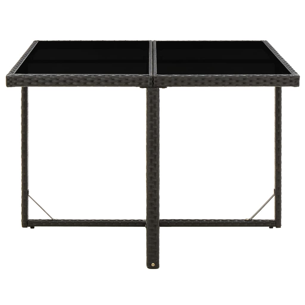 vidaXL Patio Table Black 42.9"x42.1"x29.1" Poly Rattan and Glass
