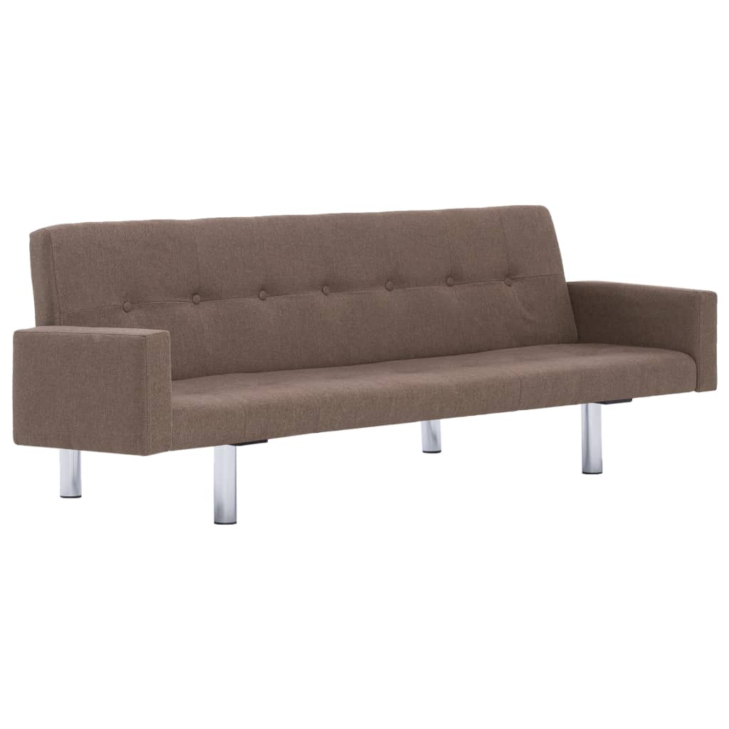 vidaXL Sofa Bed with Armrest Brown Fabric