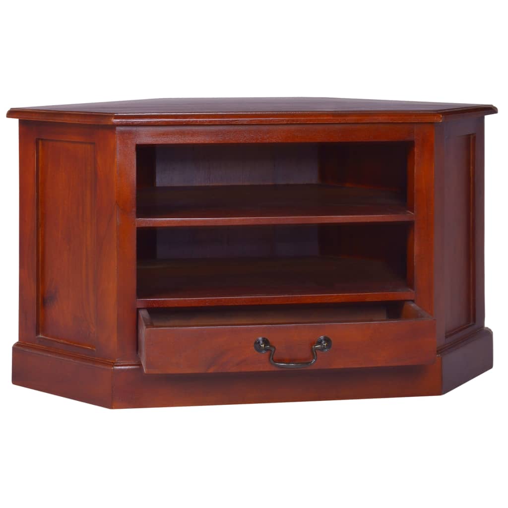 vidaXL Corner TV Stand Classical Brown Solid Mahogany Wood