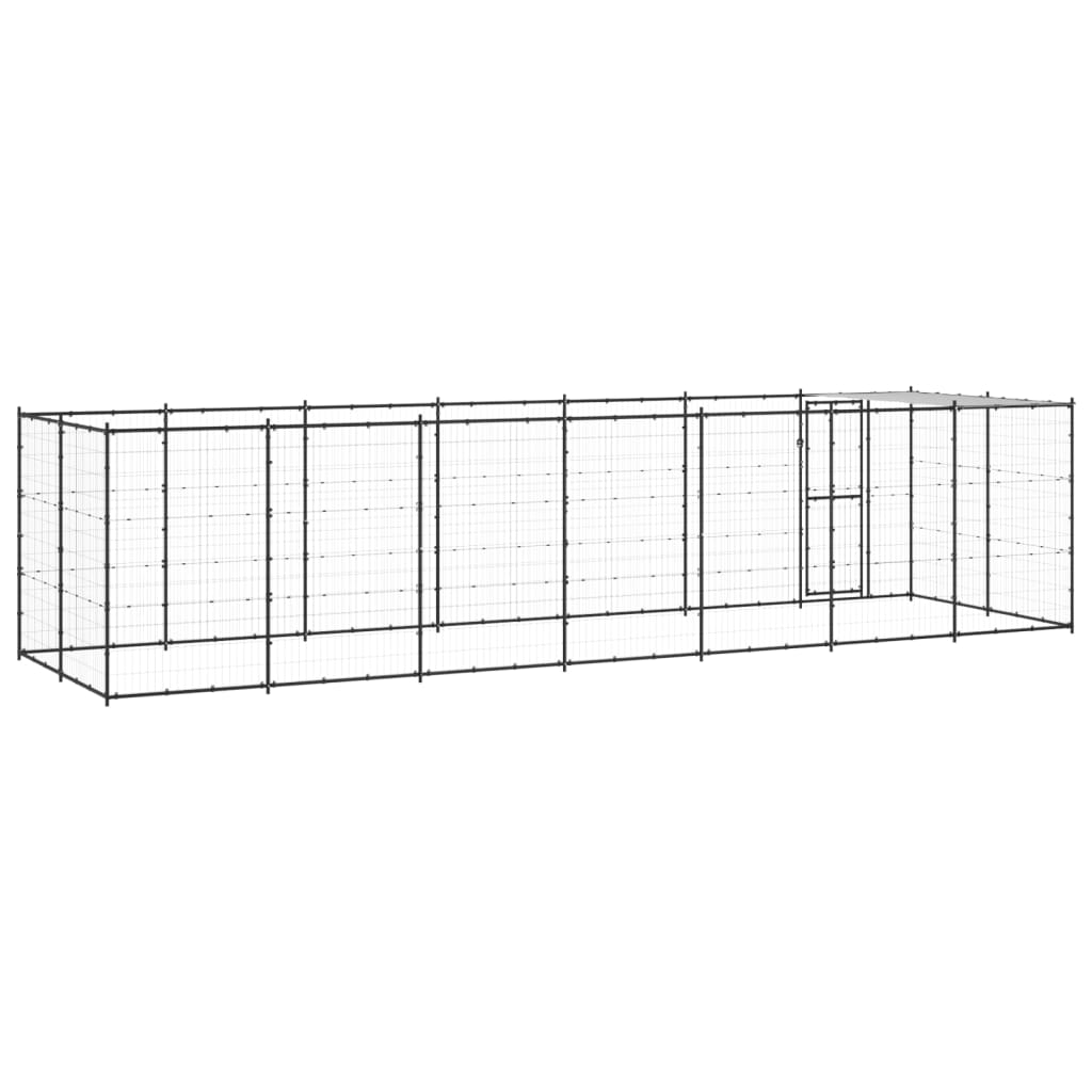 vidaXL Outdoor Dog Kennel Steel with Roof 182.3 ft²