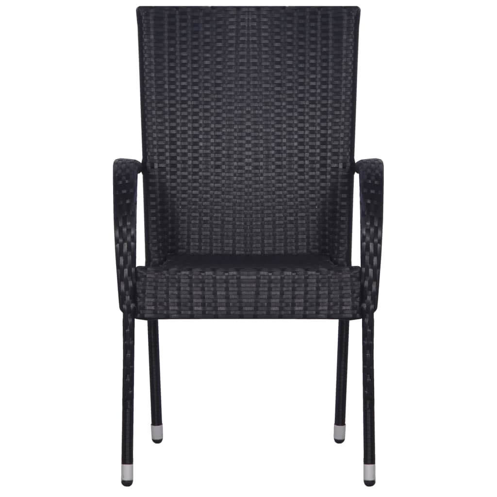 vidaXL Stackable Patio Chairs 4 pcs Poly Rattan Black