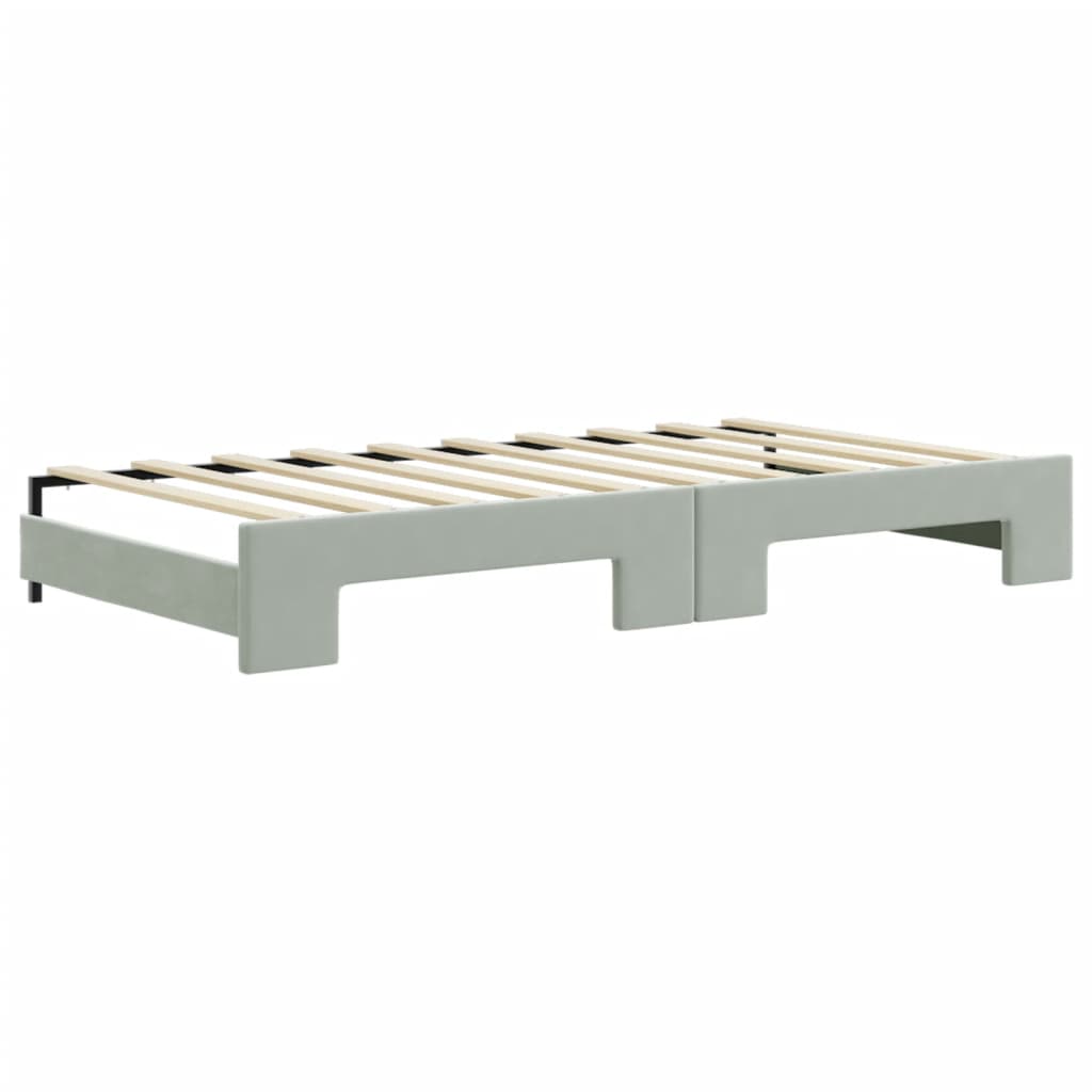 vidaXL Daybed with Trundle Light Gray 39.4"x74.8" Velvet