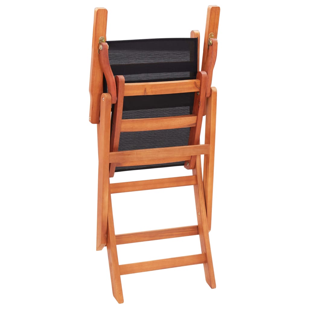 vidaXL Folding Patio Chairs 4 pcs Solid Eucalyptus Wood&Textilene