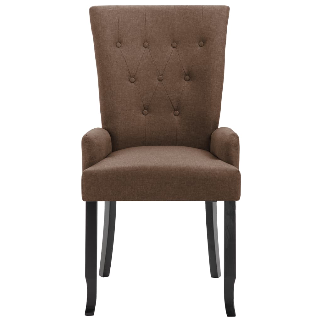 vidaXL Dining Chair with Armrests Brown Fabric