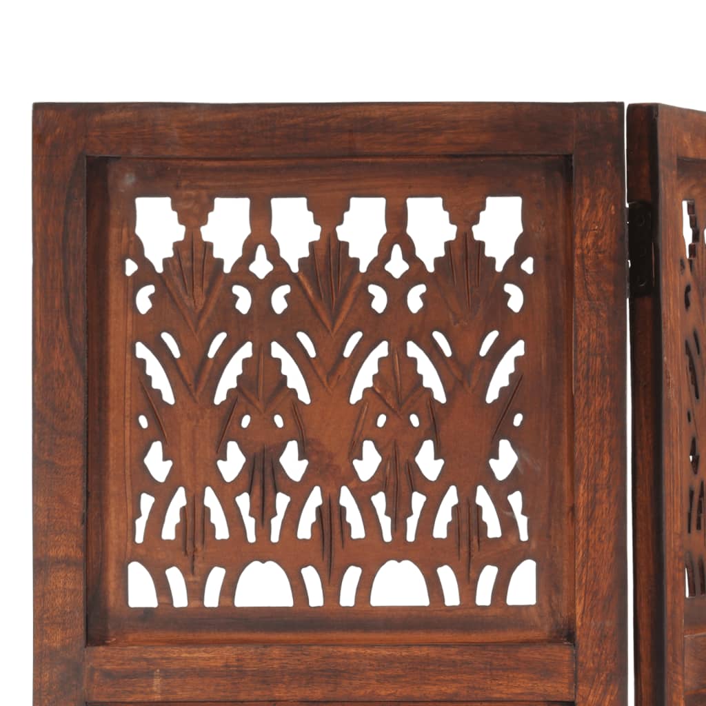 vidaXL Hand Carved 5-Panel Room Divider Brown 78.7"x65" Solid Mango Wood