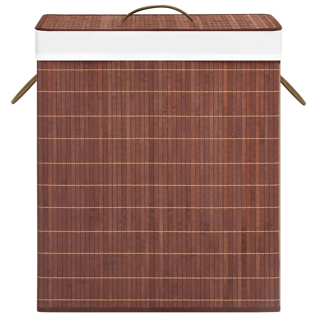 vidaXL Bamboo Laundry Basket with 2 Sections Brown 26.4 gal