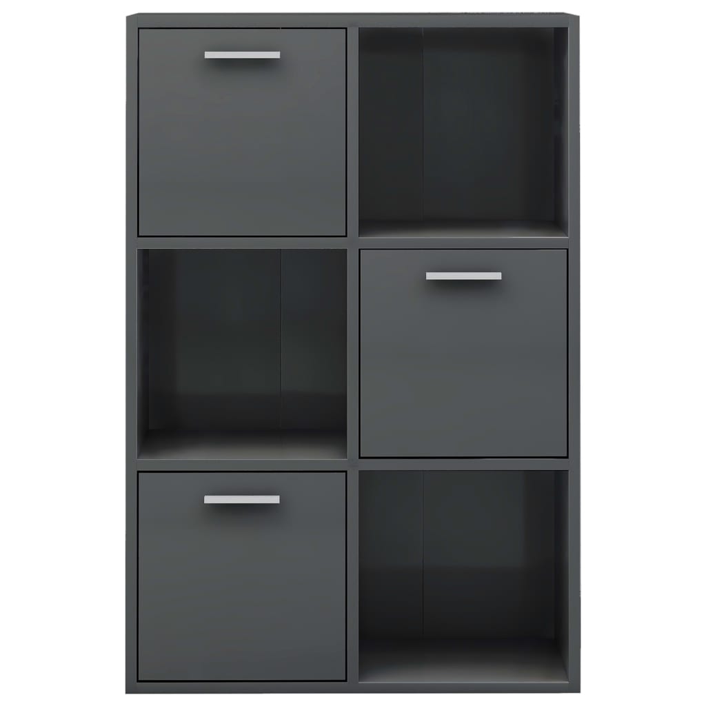 vidaXL Storage Cabinet High Gloss Gray 23.6"x11.6"x35.4" Chipboard
