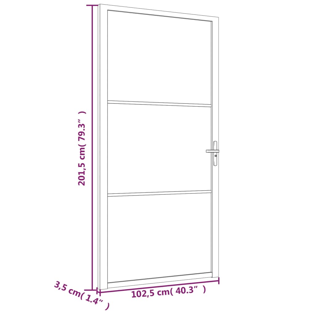 vidaXL Interior Door 40.4"x79.3" Black Matt Glass and Aluminum