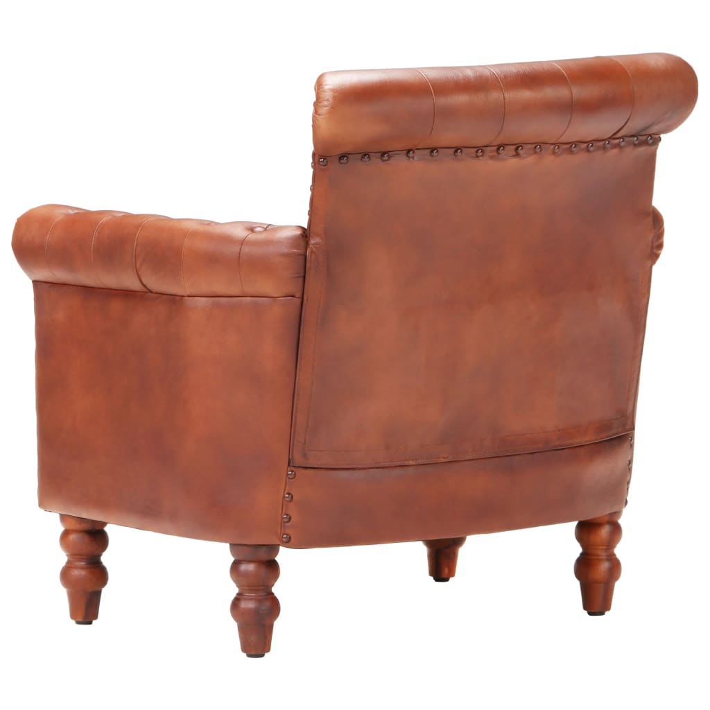 vidaXL Armchair Brown Real Goat Leather