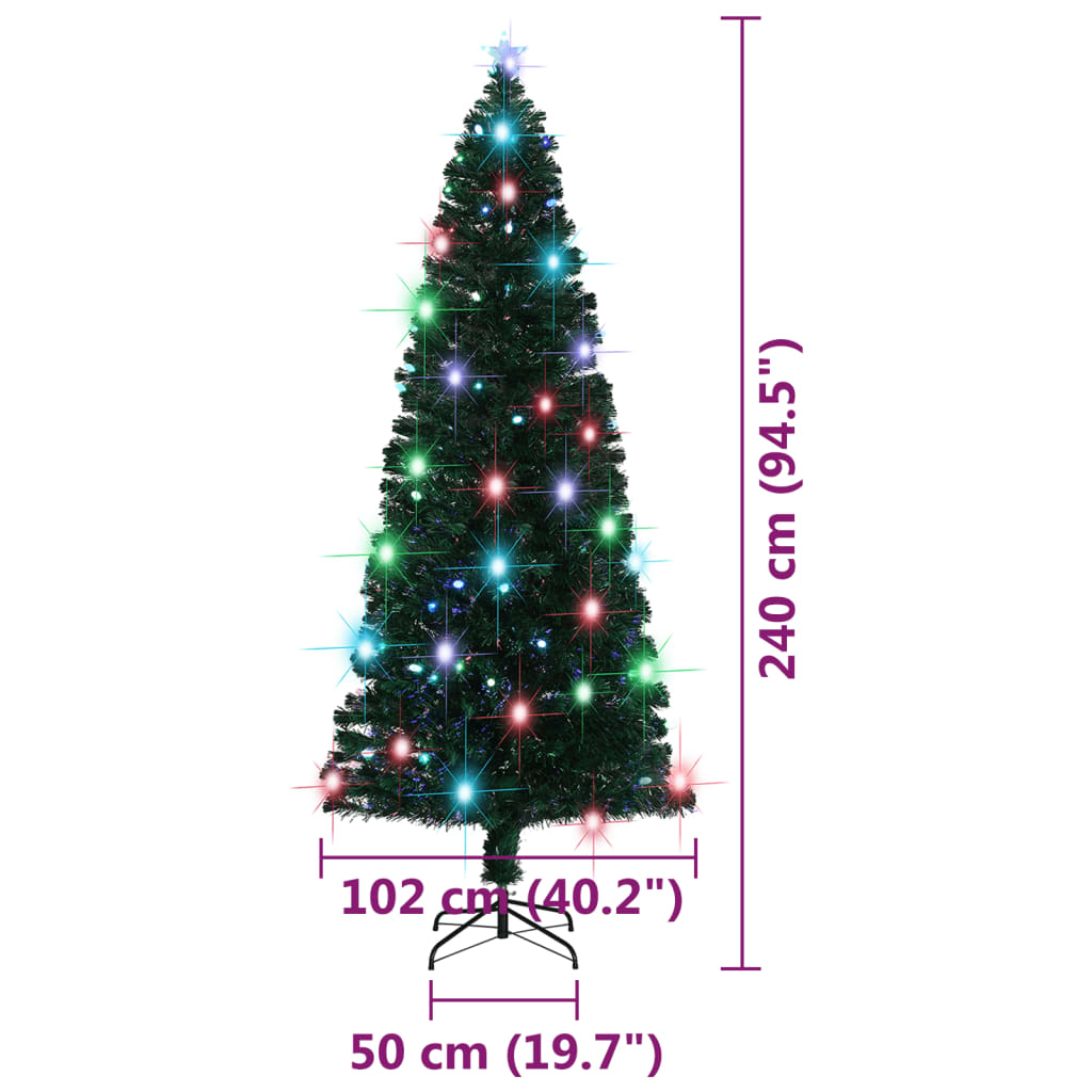 vidaXL Artificial Pre-lit Christmas Tree with Stand 8 ft Fiber Optic