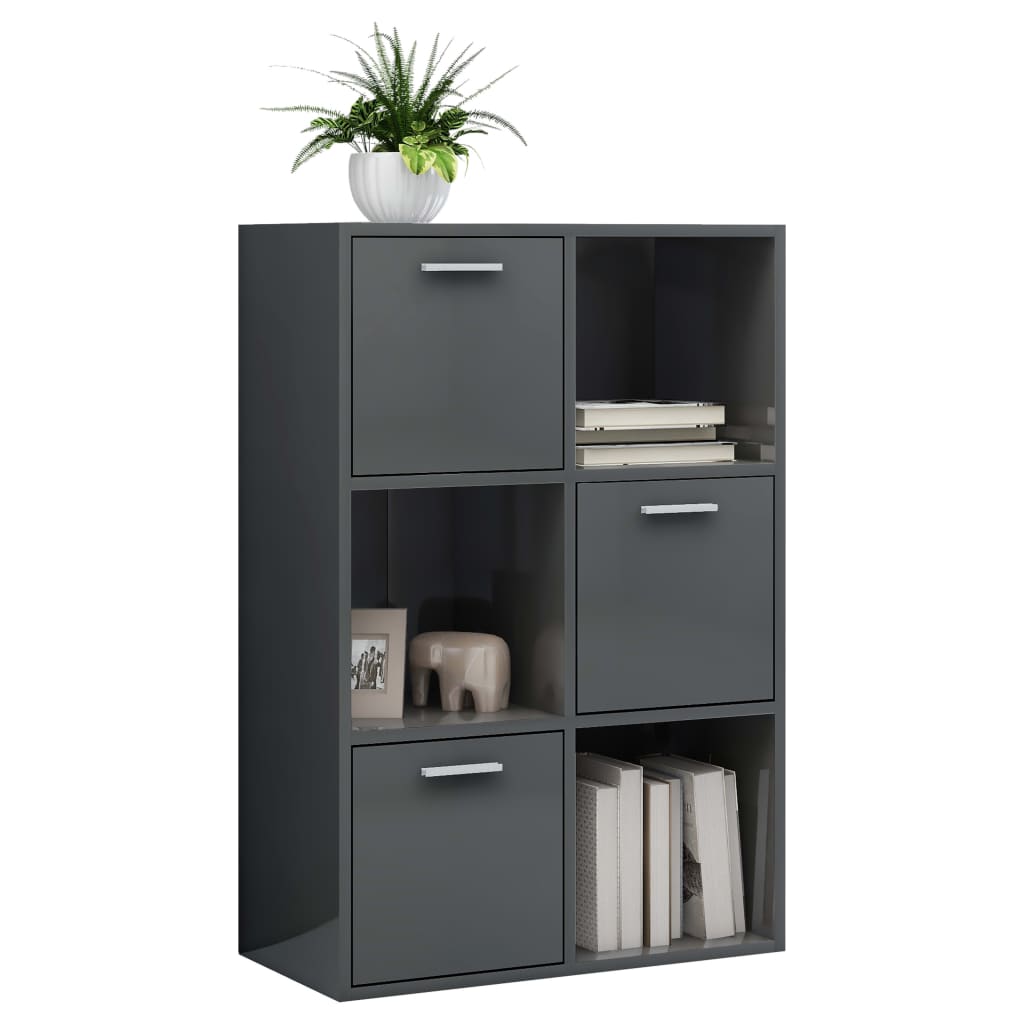 vidaXL Storage Cabinet High Gloss Gray 23.6"x11.6"x35.4" Engineered Wood