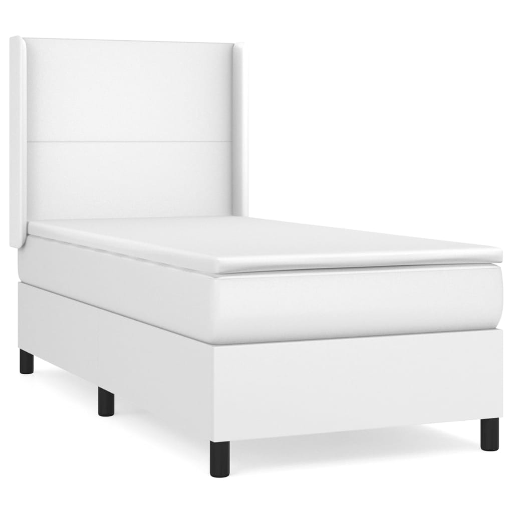 vidaXL Box Spring Bed with Mattress White Twin XL Faux Leather