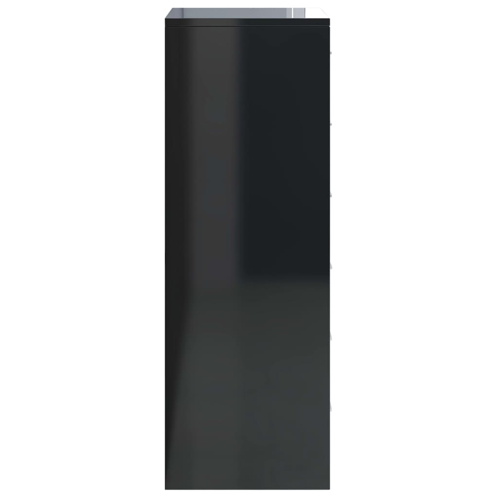 vidaXL Sideboard with 6 Drawers High Gloss Black 19.7"x13.4"x37.8" Chipboard