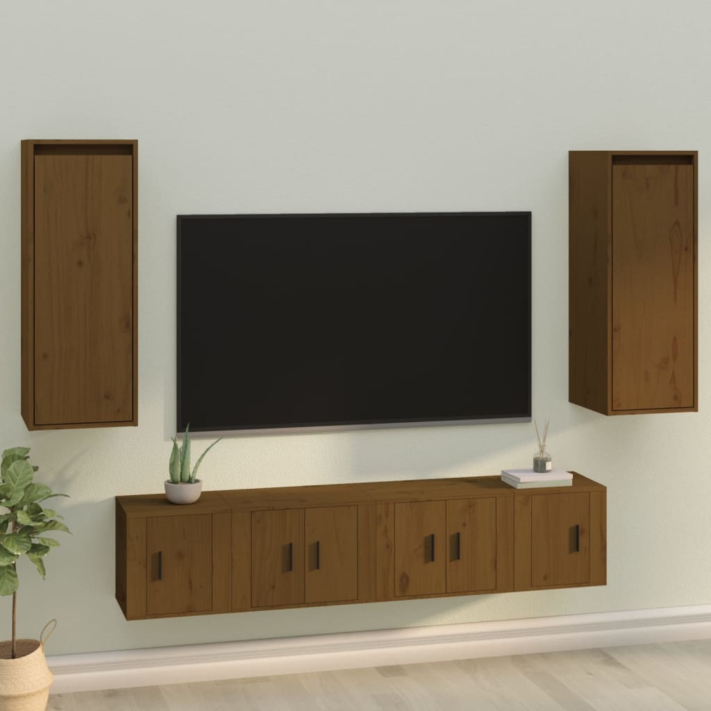 vidaXL Wall Cabinets 2 pcs Honey Brown 11.8"x11.8"x31.5" Solid Wood Pine
