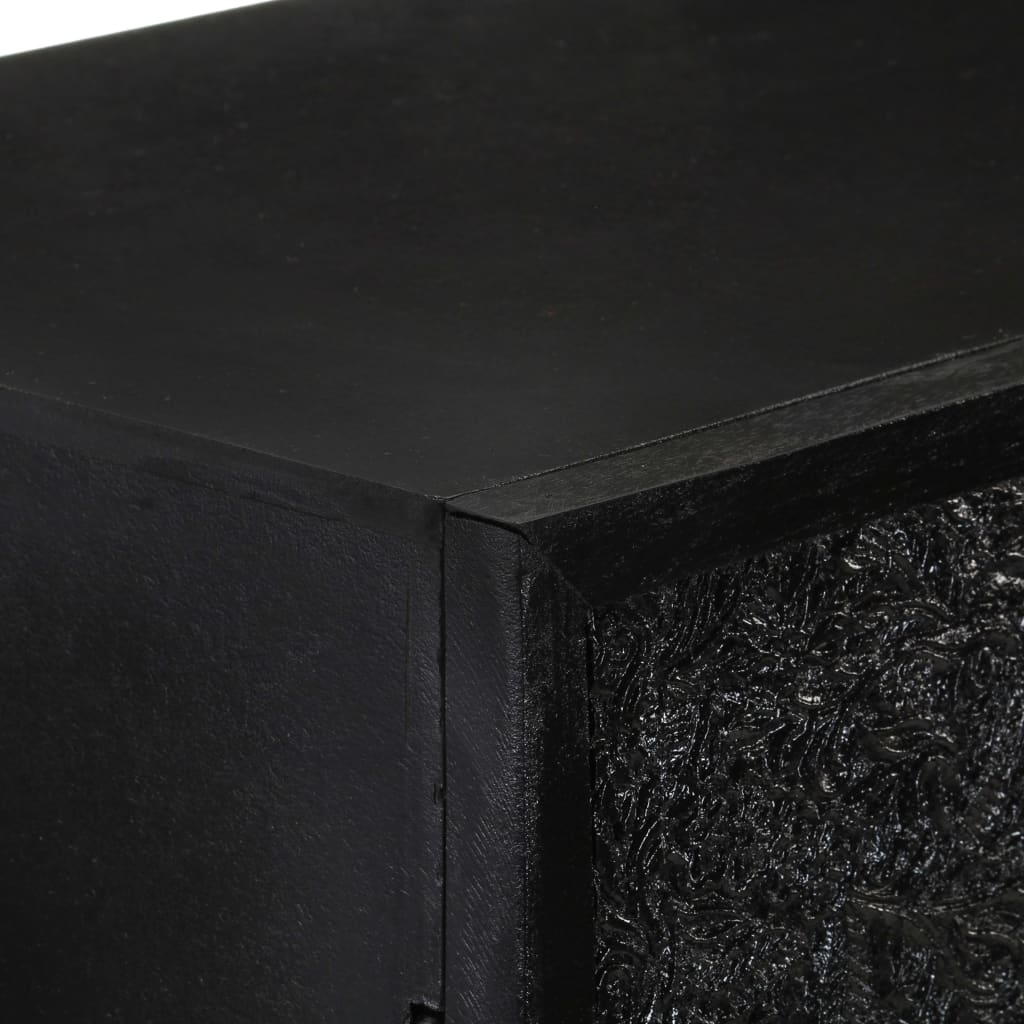 vidaXL Sideboard Black 23.6"x11.8"x47.2" Solid Acacia and Mango Wood