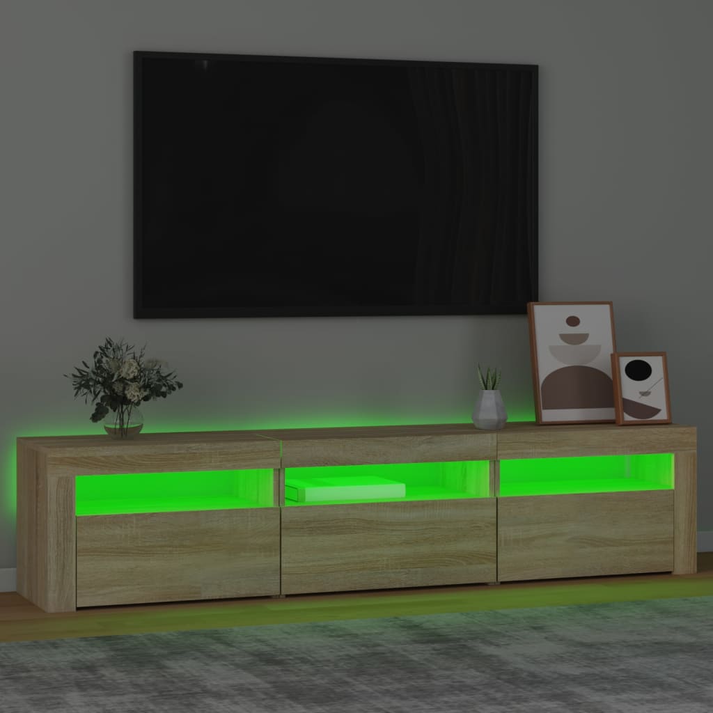 vidaXL TV Stand with LED Lights Sonoma Oak 70.9"x13.8"x15.7"