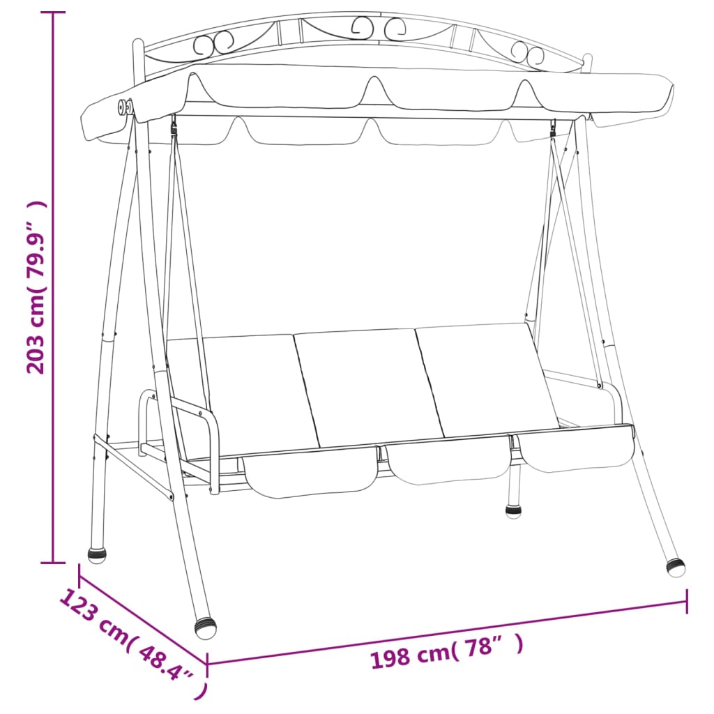 vidaXL Garden Swing Bench with Canopy Green 78" Fabric and Steel