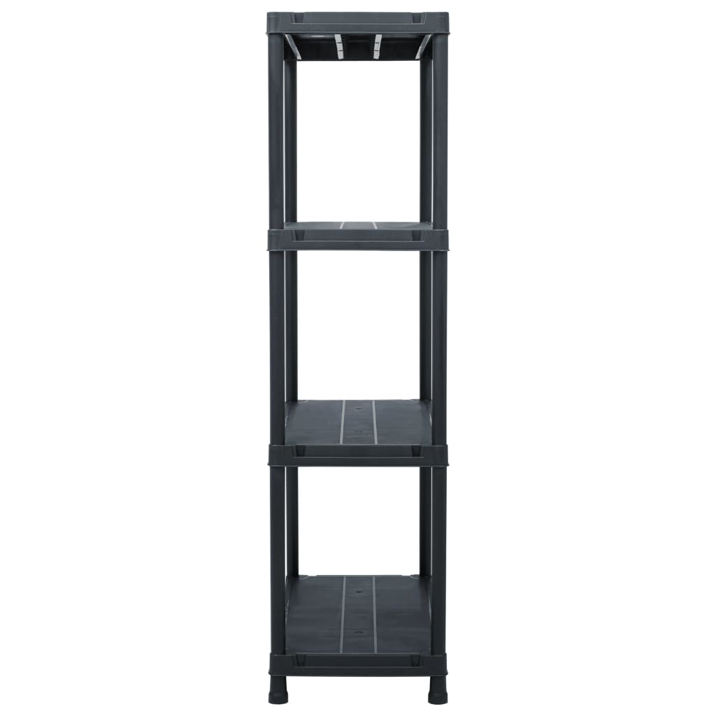 vidaXL Storage Shelf Racks 5 pcs Black 23.6"x11.8"x54.3" Plastic