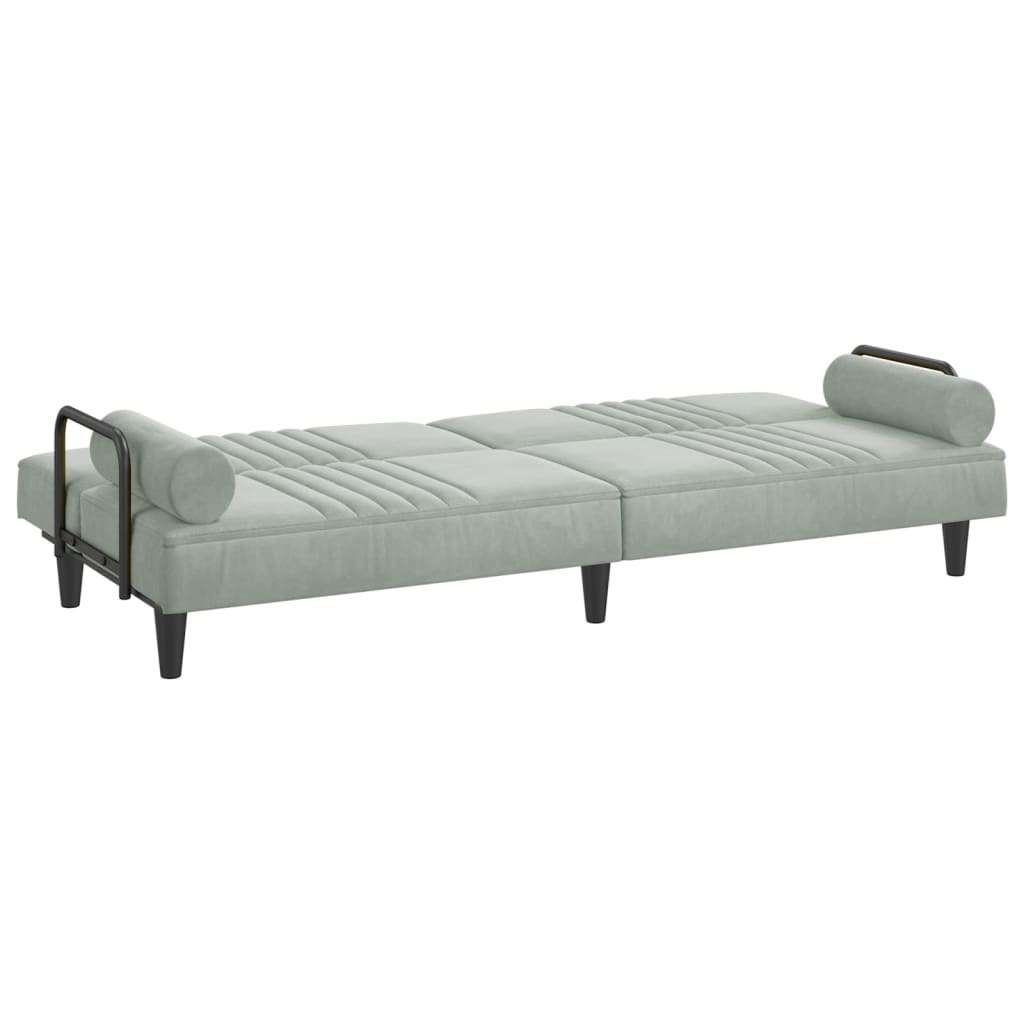 vidaXL Sofa Bed with Armrests Light Gray Velvet