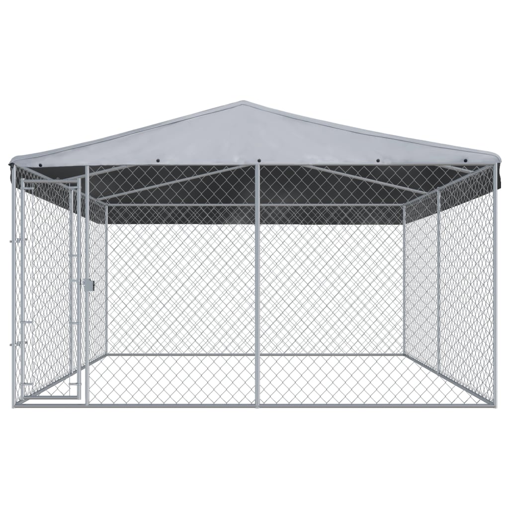 vidaXL Outdoor Dog Kennel with Roof 150.4"x150.4"x88.6"